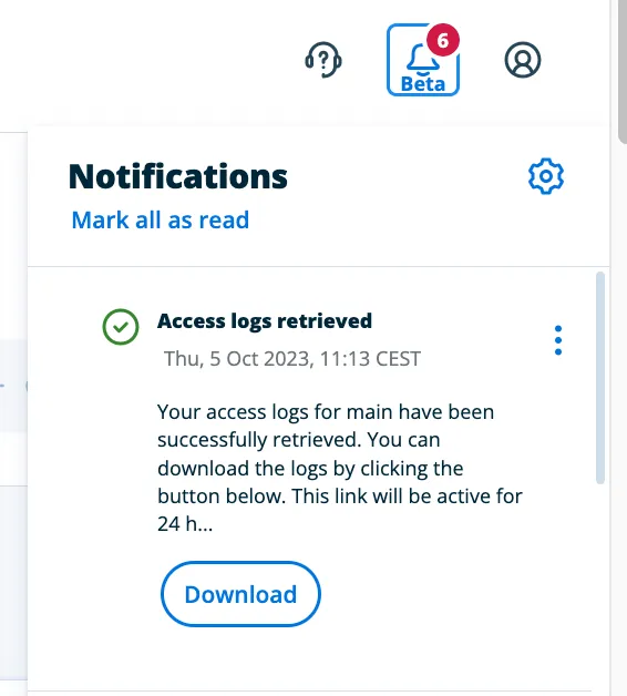 Portal notification with link