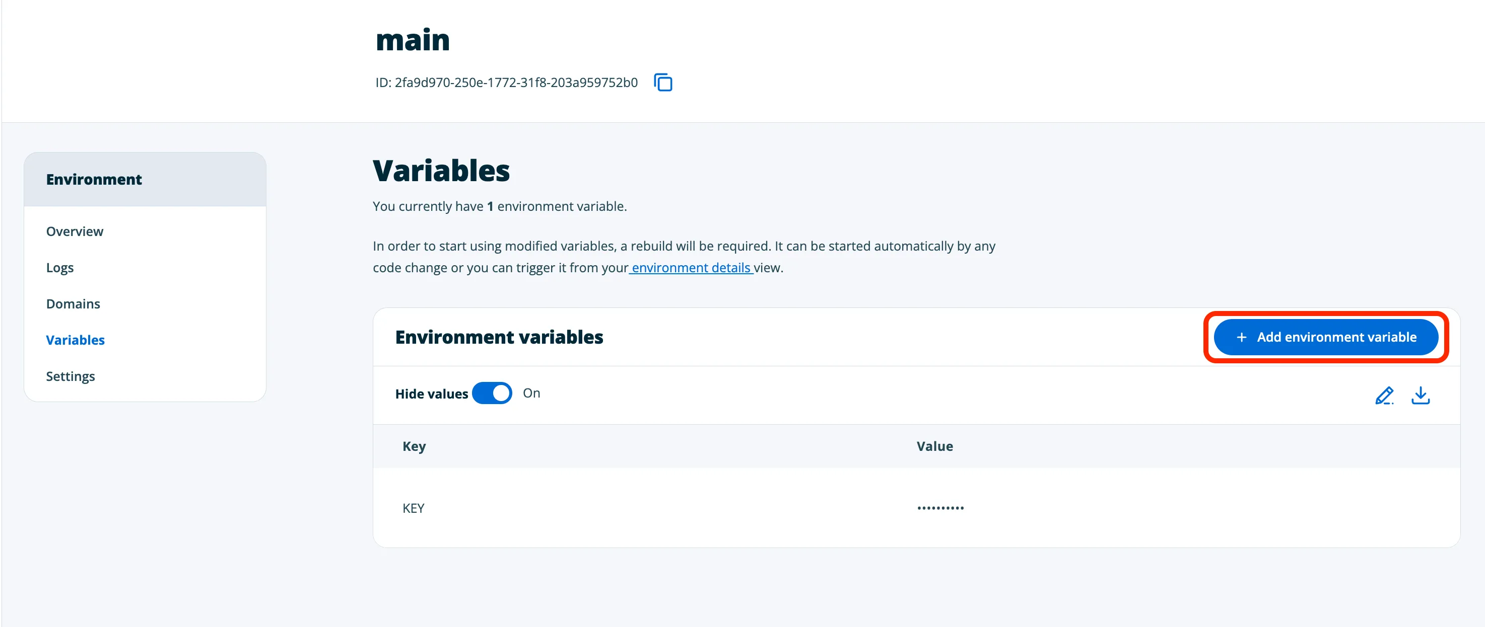 Add environment variable