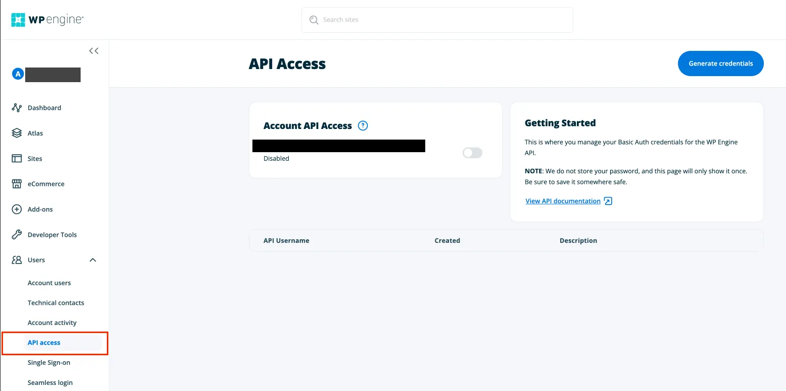 Getting to API credentials in portal