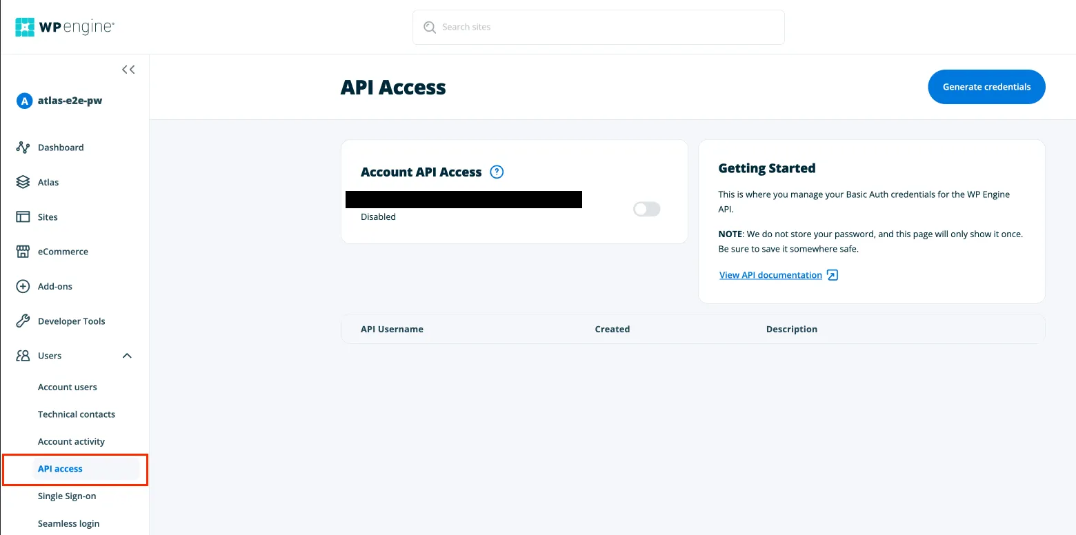 Getting to API credentials in portal
