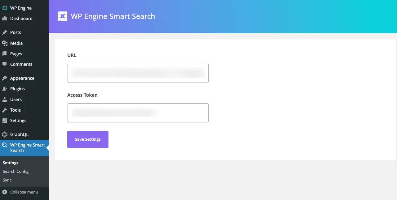 WP Engine Smart Search Settings