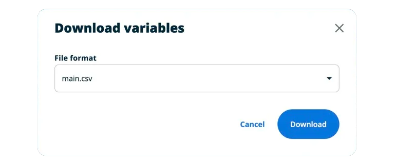 Download variables modal