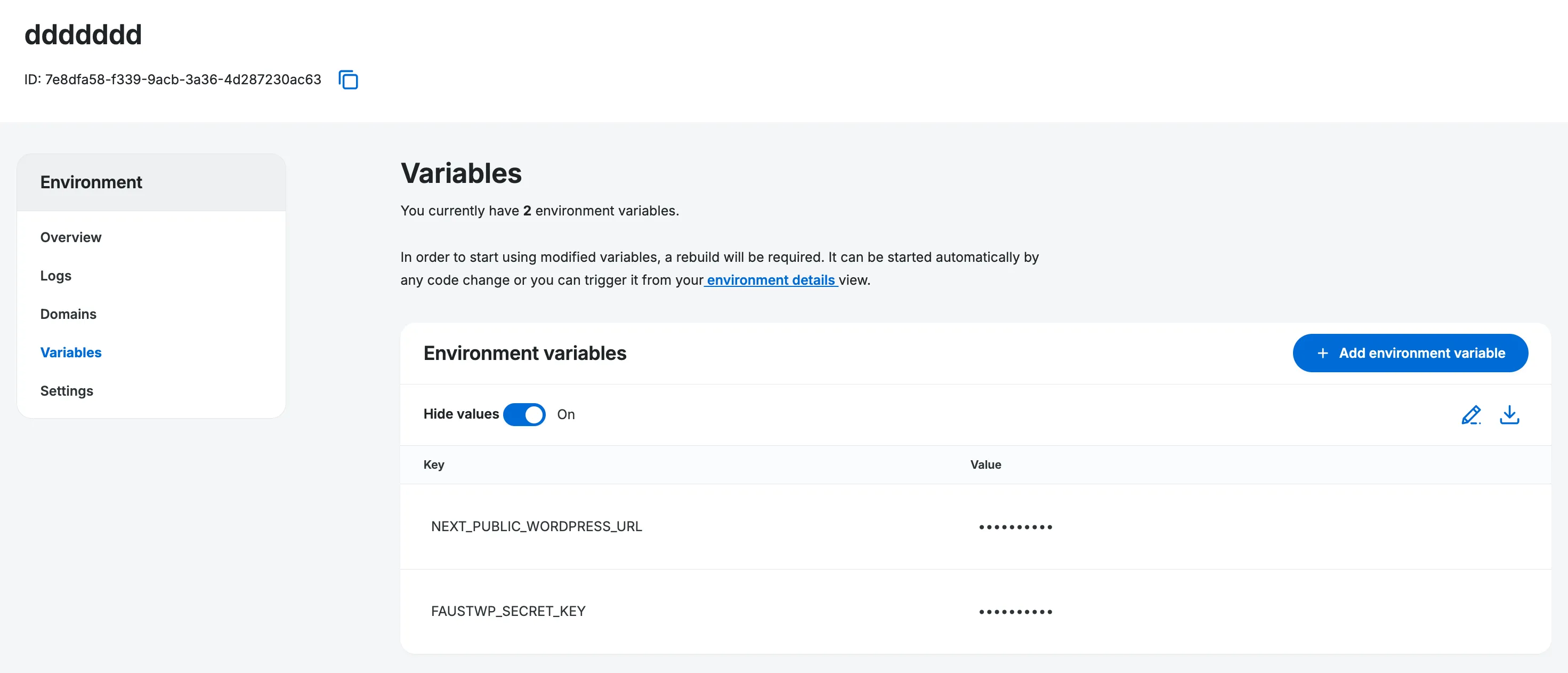 Environment variables