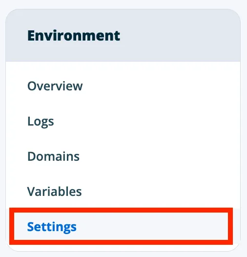 Settings page of Atlas Environment