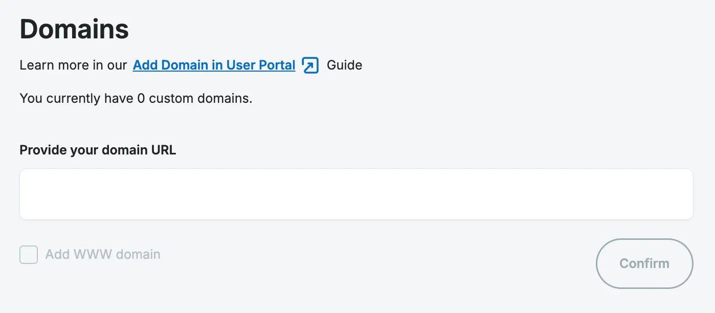 The text input that contains your custom domain