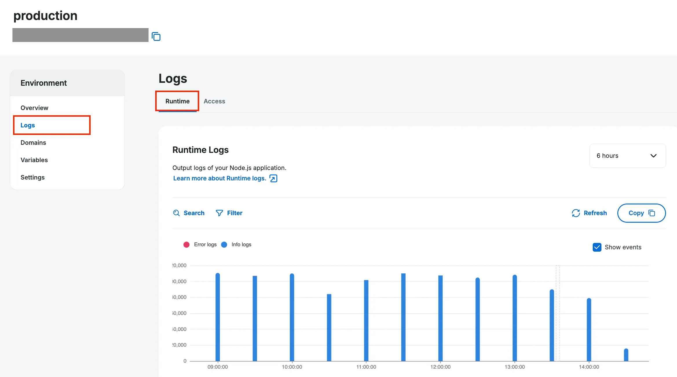 Runtime logs UI